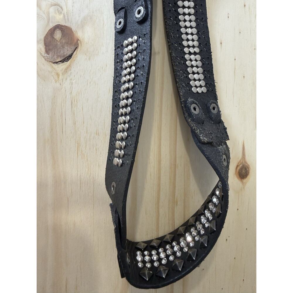 Daytrip Belt Black Genuine Leather Women’s M Rhinestones & Studded Bling - Picture 8 of 13